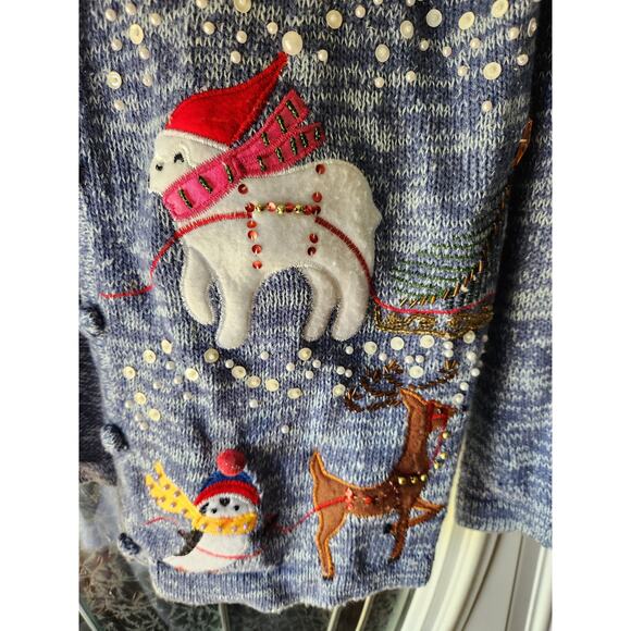 Christopher & Banks Hand Embroidered Christmas Holiday  Sweater Size Small - Picture 4 of 9